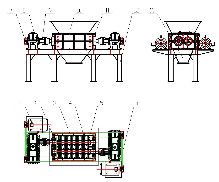 High Quality Dead Animal Carcass Shredder with Double Shaft