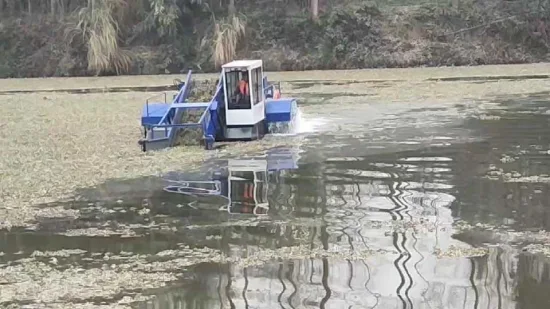 Skimmer de basura acuática, barco de siega de hierba para limpiar la planta hidroeléctrica del río