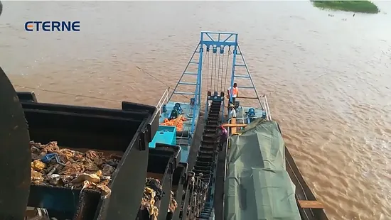 Draga de cangilones de cadena de oro y arena de 28 m de profundidad y 400 m3 para máquina de dragado de arena/equipo de dragado de diamantes con cadena de cangilones