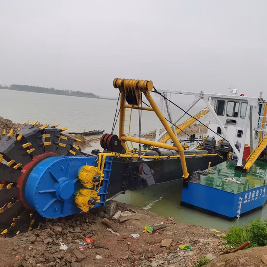 China Sistema hidráulico de 16 pulgadas Motor diesel Cummins Río Lago Máquina de bomba de dragado de arena Draga de extracción de oro en la construcción del puerto Draga de succión con cortador