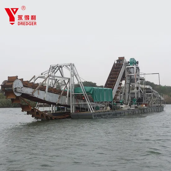 Draga de oro con cadena de cangilones de 150 m3/hora/barco de dragado/buque de dragado para ventas en América del Sur